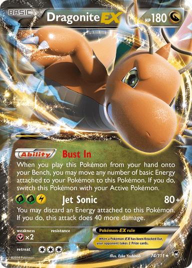 Carta Dragonite-EX 74/111 do set Furious Fists — Pokémon TCG | Bynx