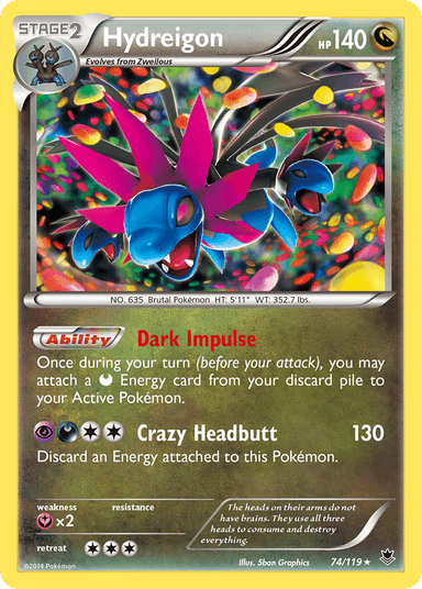 Carta Hydreigon 74/119 do set Phantom Forces — Pokémon TCG | Bynx