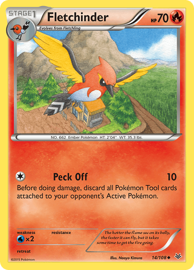 Carta Fletchinder 14/108 do set Roaring Skies — Pokémon TCG | Bynx
