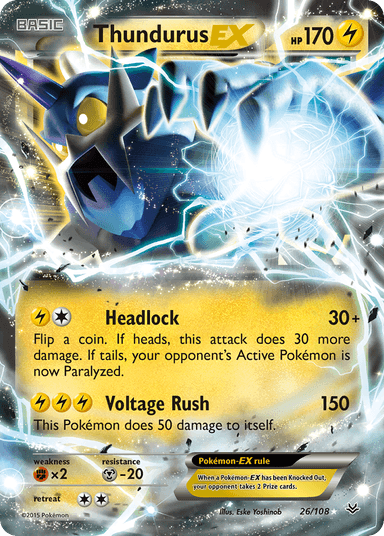 Carta Thundurus-EX 26/108 do set Roaring Skies — Pokémon TCG | Bynx