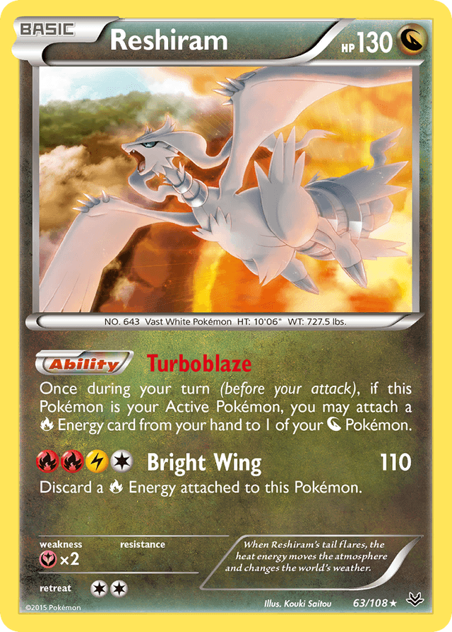 Carta Reshiram 63/108 do set Roaring Skies — Pokémon TCG | Bynx