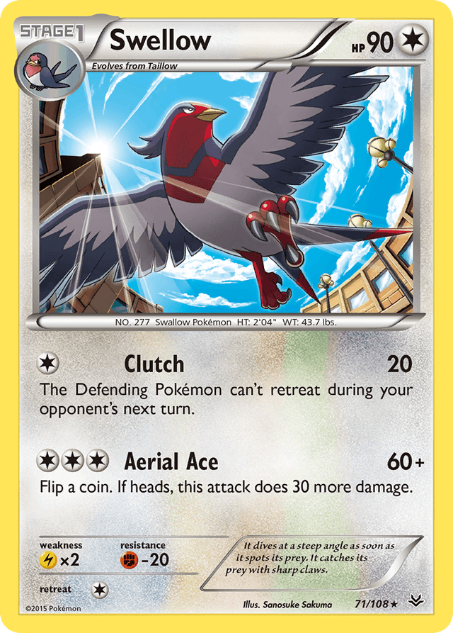 Carta Swellow 71/108 do set Roaring Skies — Pokémon TCG | Bynx