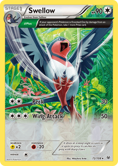 Carta Swellow 72/108 do set Roaring Skies — Pokémon TCG | Bynx