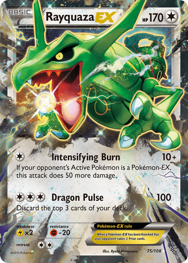 Carta Rayquaza-EX 75/108 do set Roaring Skies — Pokémon TCG | Bynx