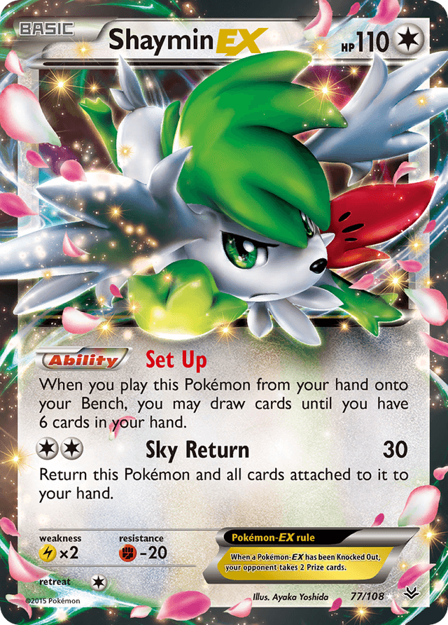 Carta Shaymin-EX 77/108 do set Roaring Skies — Pokémon TCG | Bynx