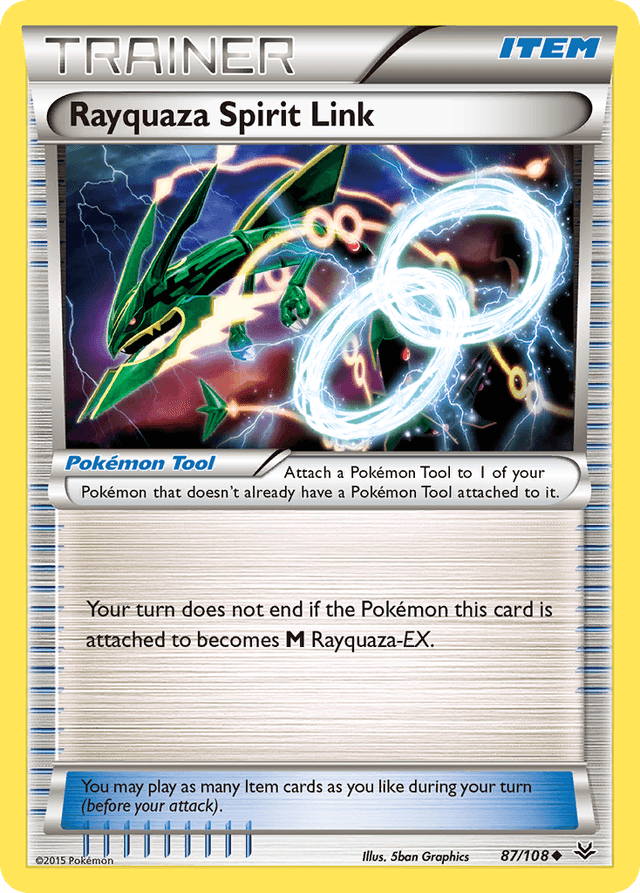 Carta Rayquaza Spirit Link 87/108 do set Roaring Skies — Pokémon TCG | Bynx