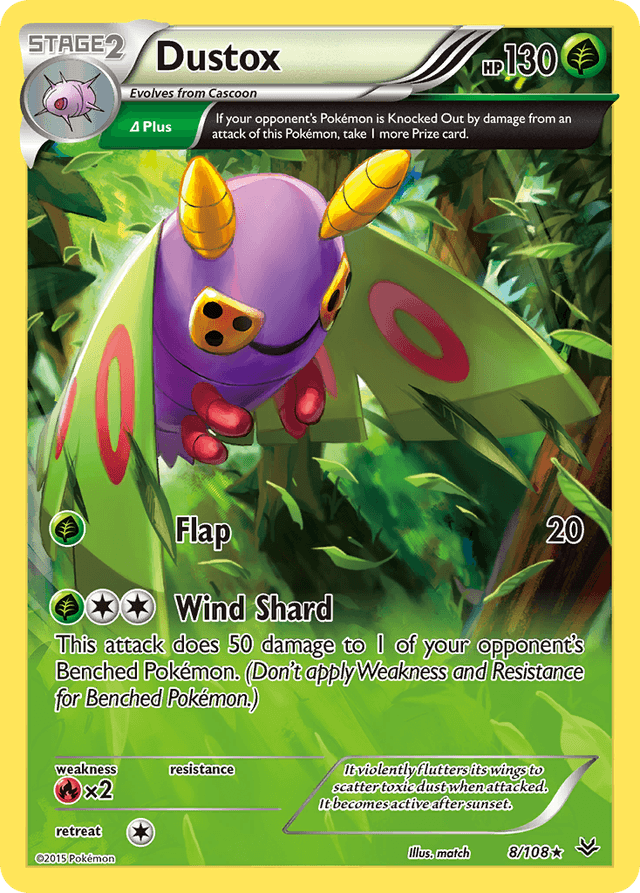 Carta Dustox 8/108 do set Roaring Skies — Pokémon TCG | Bynx