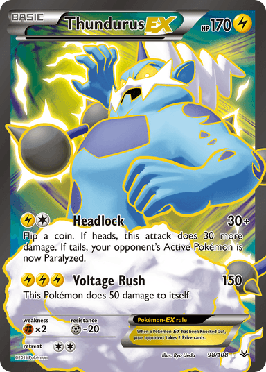 Carta Thundurus-EX 98/108 do set Roaring Skies — Pokémon TCG | Bynx