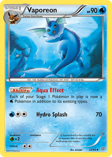 Carta Vaporeon 22/98 do set Ancient Origins — Pokémon TCG | Bynx