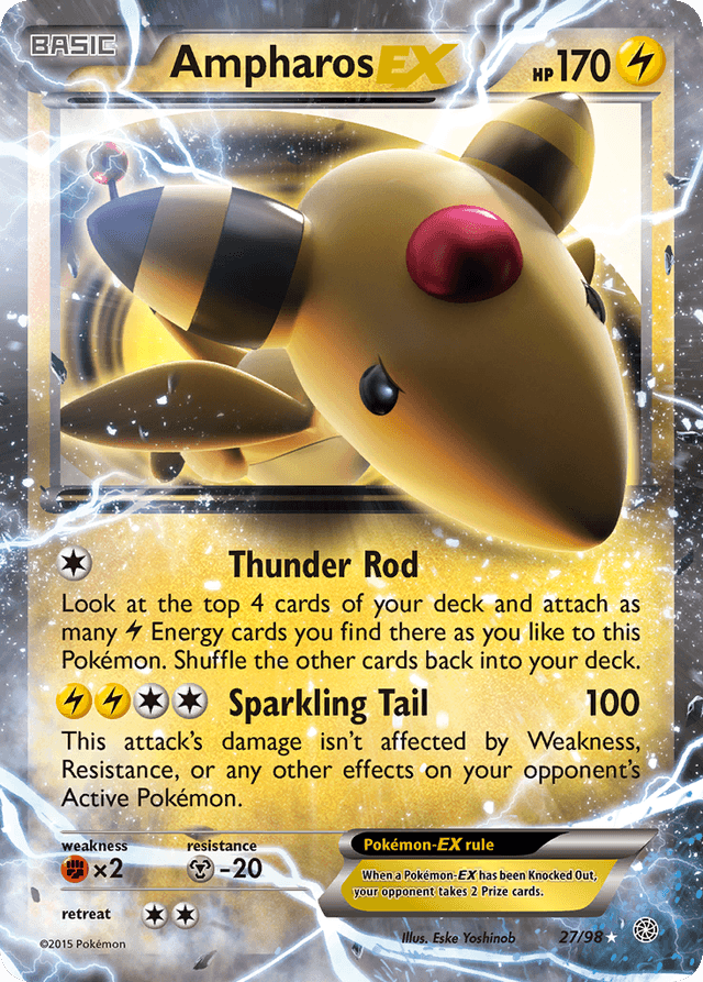 Carta Ampharos-EX 27/98 do set Ancient Origins — Pokémon TCG | Bynx