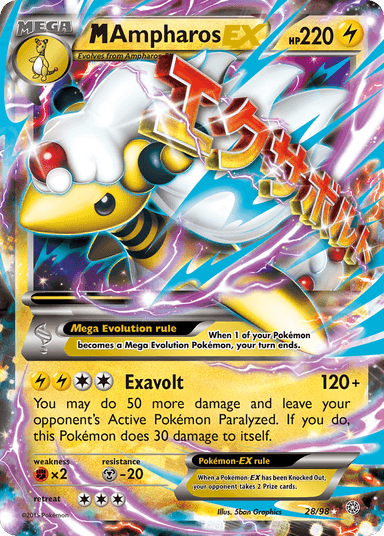 Carta M Ampharos-EX 28/98 do set Ancient Origins — Pokémon TCG | Bynx