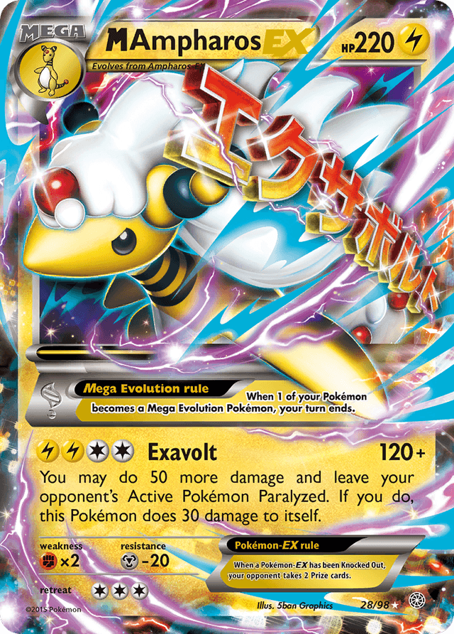 Carta M Ampharos-EX 28/98 do set Ancient Origins — Pokémon TCG | Bynx