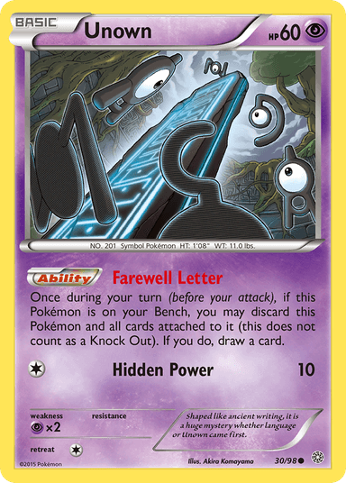 Carta Unown 30/98 do set Ancient Origins — Pokémon TCG | Bynx