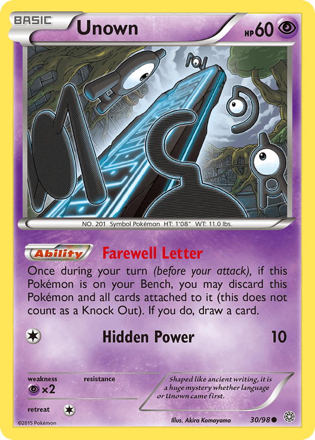 Carta Unown 30/98 do set Ancient Origins — Pokémon TCG | Bynx