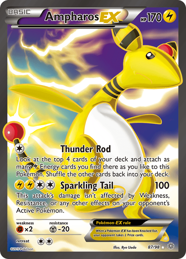 Carta Ampharos-EX 87/98 do set Ancient Origins — Pokémon TCG | Bynx