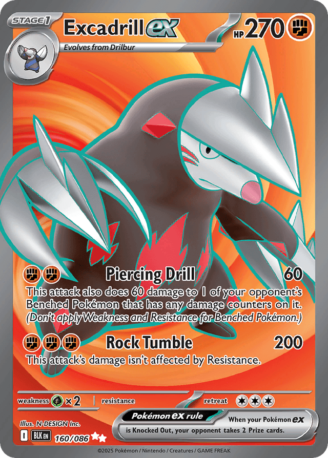 Carta Excadrill ex 160/86 do set Black Bolt — Pokémon TCG | Bynx