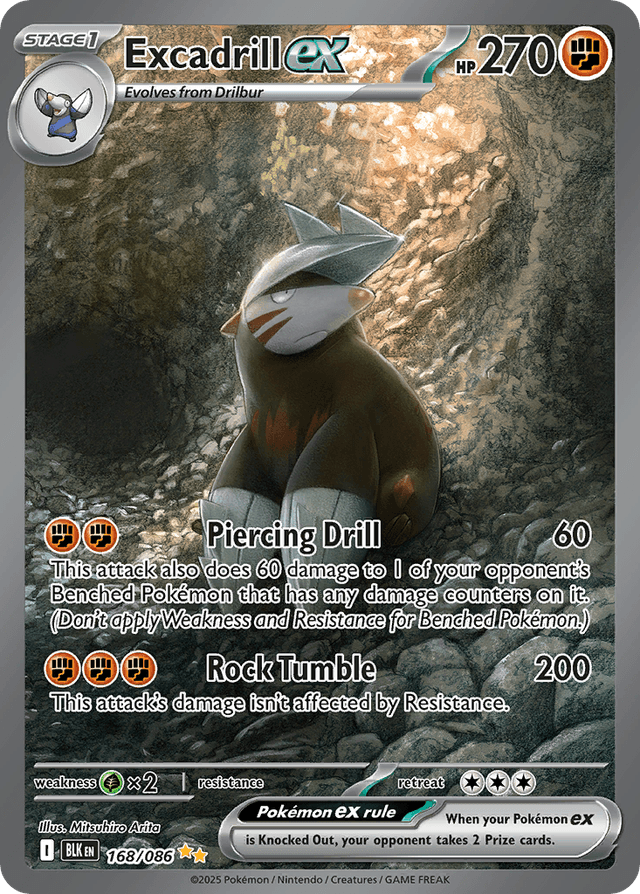 Carta Excadrill ex 168/86 do set Black Bolt — Pokémon TCG | Bynx