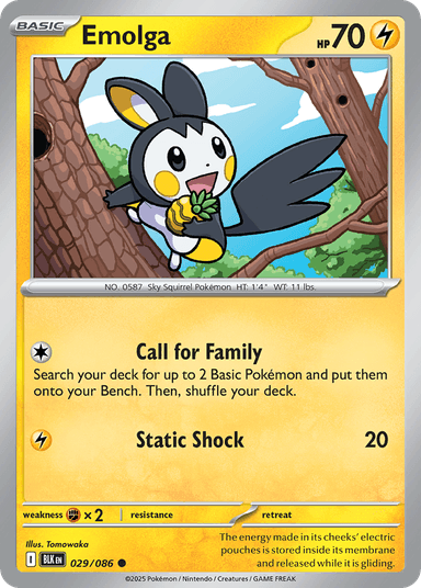 Carta Emolga 29/86 do set Black Bolt — Pokémon TCG | Bynx