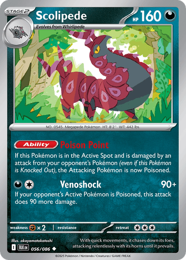 Carta Scolipede 56/86 do set Black Bolt — Pokémon TCG | Bynx
