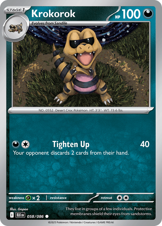 Carta Krokorok 58/86 do set Black Bolt — Pokémon TCG | Bynx