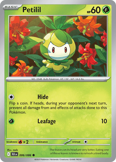 Carta Petilil 6/86 do set Black Bolt — Pokémon TCG | Bynx