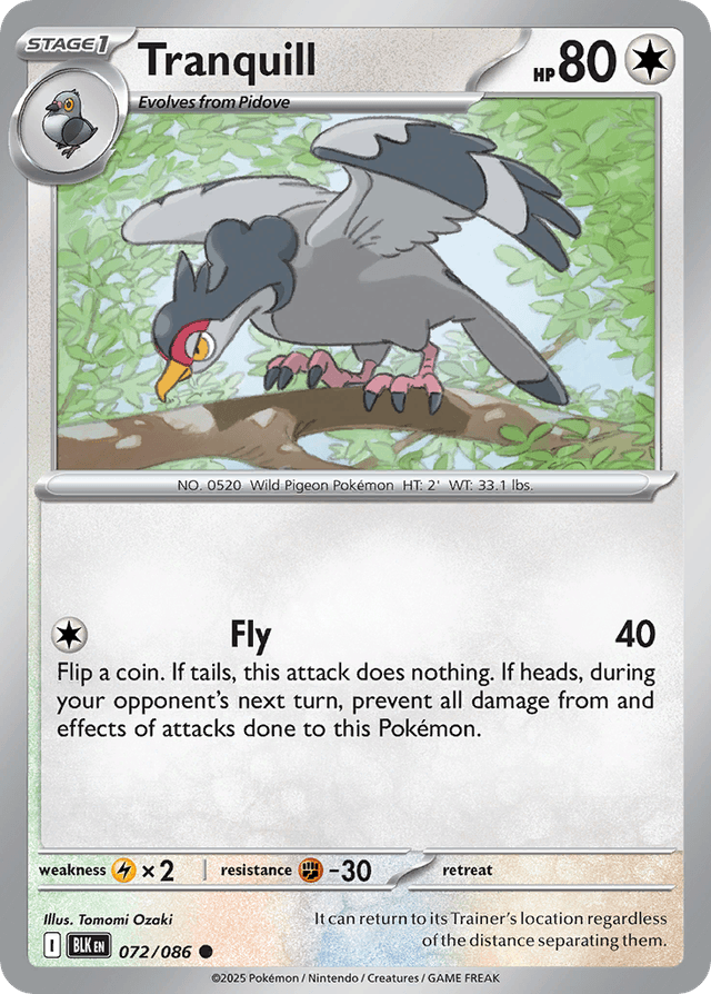 Carta Tranquill 72/86 do set Black Bolt — Pokémon TCG | Bynx
