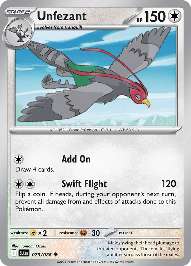 Carta Unfezant 73/86 do set Black Bolt — Pokémon TCG | Bynx