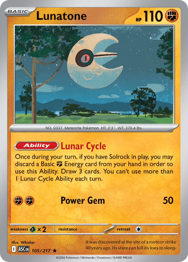 Carta Lunatone 105/217 do set Ascended Heroes — Pokémon TCG | Bynx