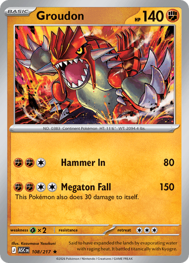 Carta Groudon 108/217 do set Ascended Heroes — Pokémon TCG | Bynx