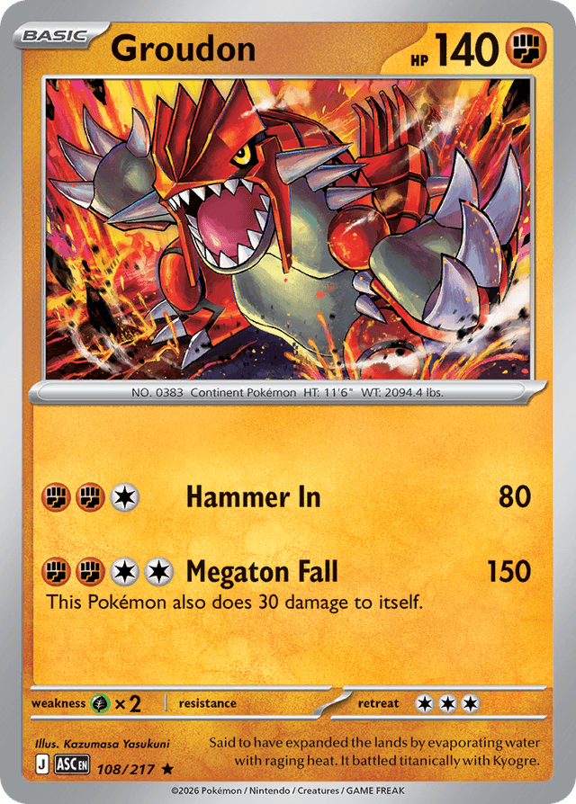 Carta Groudon 108/217 do set Ascended Heroes — Pokémon TCG | Bynx