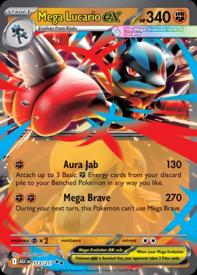 Carta Mega Lucario ex 113/217 do set Ascended Heroes — Pokémon TCG | Bynx
