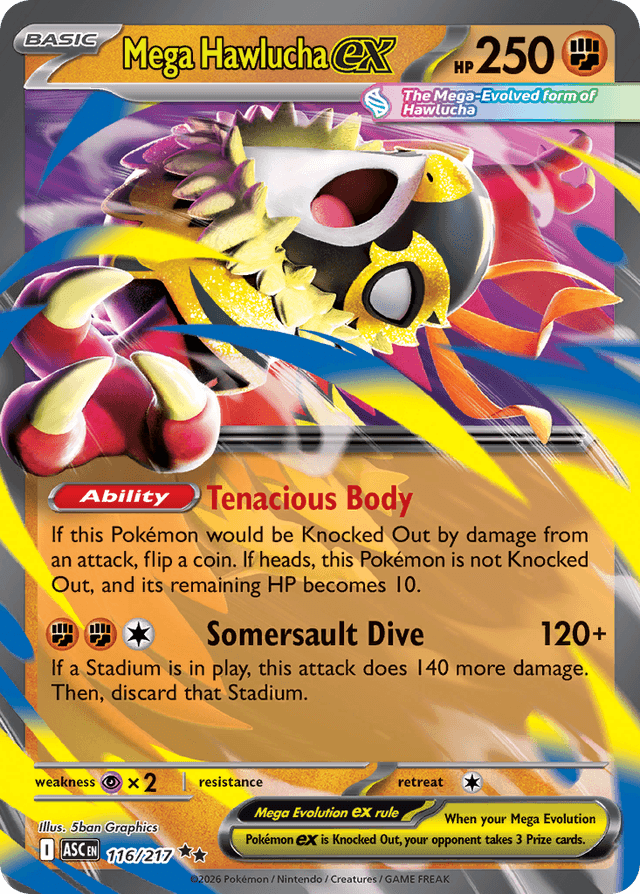 Carta Mega Hawlucha ex 116/217 do set Ascended Heroes — Pokémon TCG | Bynx