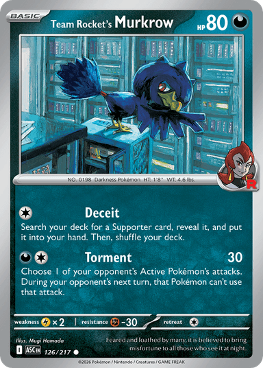 Carta Team Rocket's Murkrow 126/217 do set Ascended Heroes — Pokémon TCG | Bynx