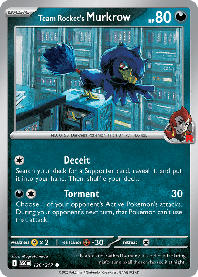 Carta Team Rocket's Murkrow 126/217 do set Ascended Heroes — Pokémon TCG | Bynx