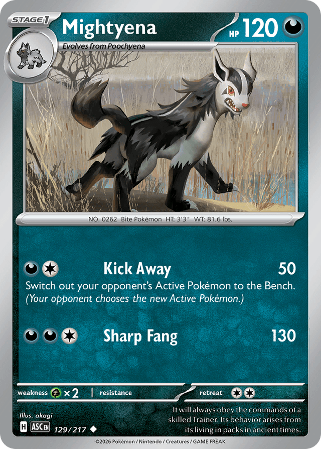 Carta Mightyena 129/217 do set Ascended Heroes — Pokémon TCG | Bynx