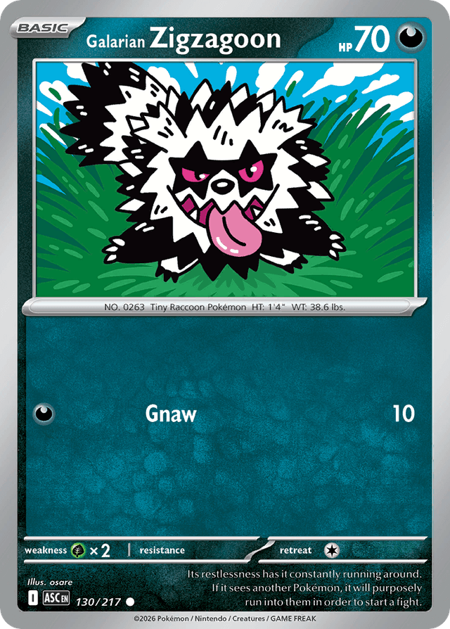 Carta Galarian Zigzagoon 130/217 do set Ascended Heroes — Pokémon TCG | Bynx
