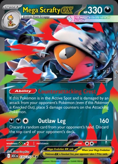Carta Mega Scrafty ex 135/217 do set Ascended Heroes — Pokémon TCG | Bynx