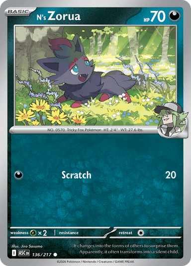 Carta N's Zorua 136/217 do set Ascended Heroes — Pokémon TCG | Bynx