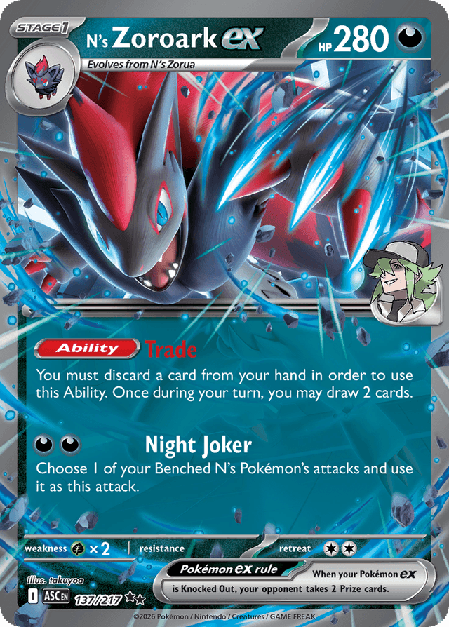 Carta N's Zoroark ex 137/217 do set Ascended Heroes — Pokémon TCG | Bynx