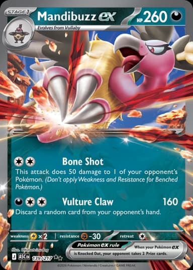 Carta Mandibuzz ex 139/217 do set Ascended Heroes — Pokémon TCG | Bynx