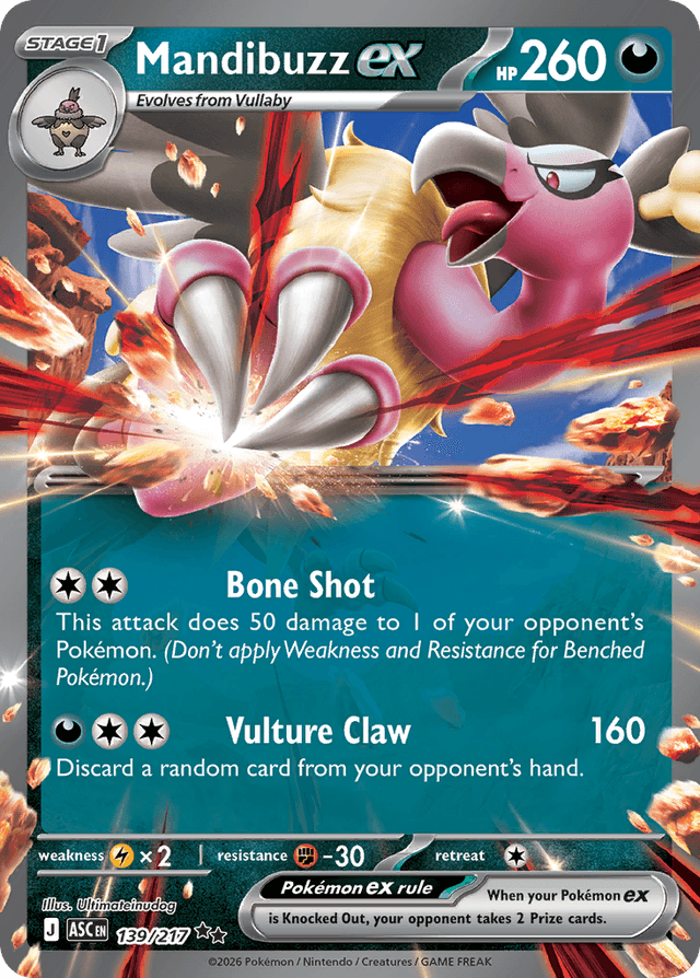 Carta Mandibuzz ex 139/217 do set Ascended Heroes — Pokémon TCG | Bynx