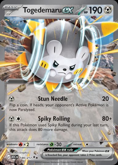 Carta Togedemaru ex 149/217 do set Ascended Heroes — Pokémon TCG | Bynx