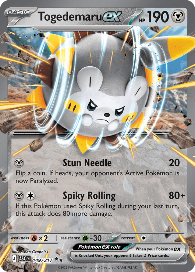 Carta Togedemaru ex 149/217 do set Ascended Heroes — Pokémon TCG | Bynx