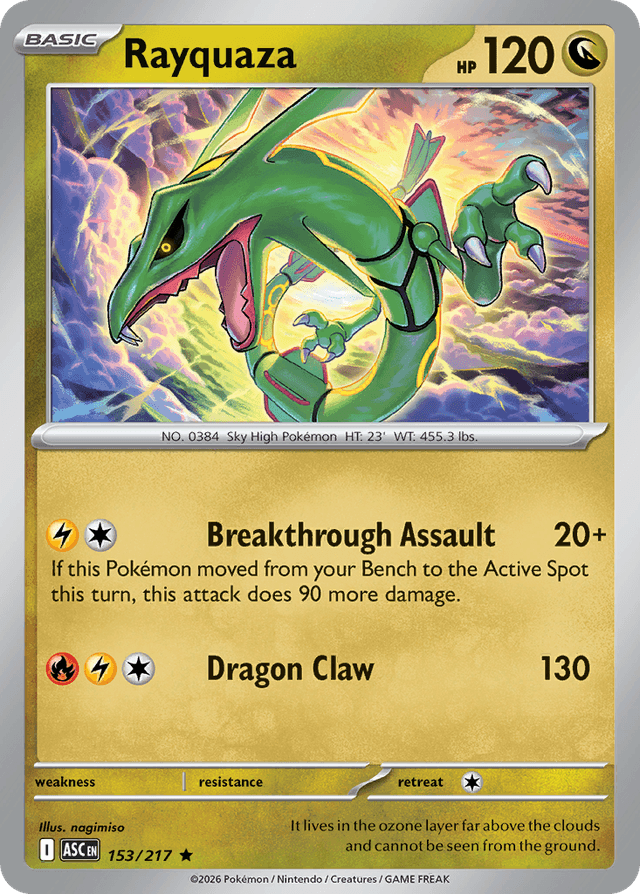 Carta Rayquaza 153/217 do set Ascended Heroes — Pokémon TCG | Bynx