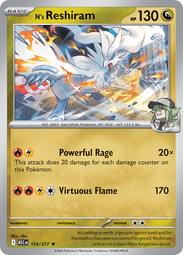 Carta N's Reshiram 154/217 do set Ascended Heroes — Pokémon TCG | Bynx