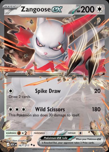 Carta Zangoose ex 167/217 do set Ascended Heroes — Pokémon TCG | Bynx
