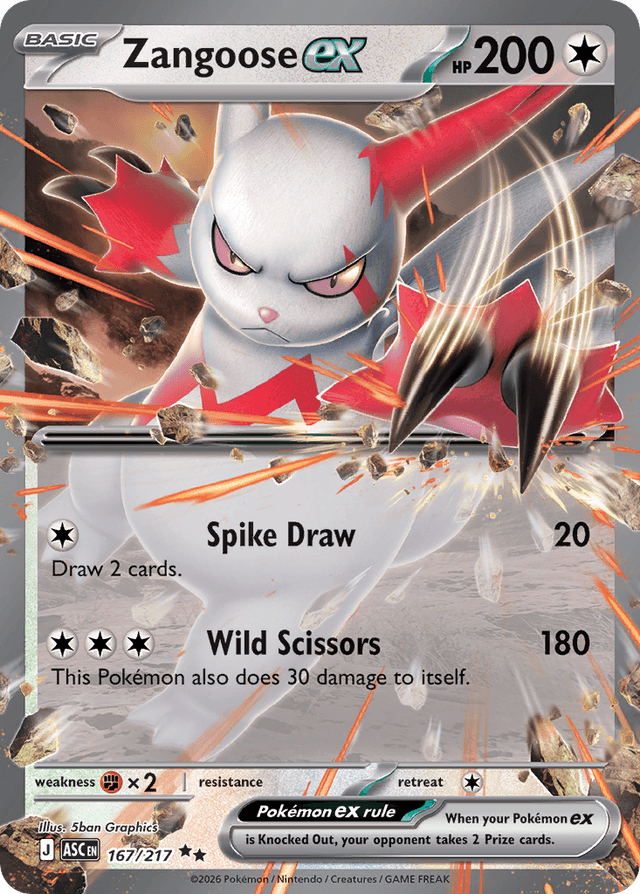 Carta Zangoose ex 167/217 do set Ascended Heroes — Pokémon TCG | Bynx