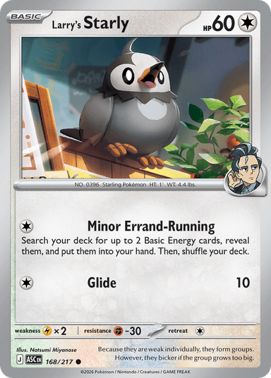 Carta Larry's Starly 168/217 do set Ascended Heroes — Pokémon TCG | Bynx