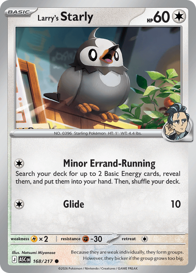 Carta Larry's Starly 168/217 do set Ascended Heroes — Pokémon TCG | Bynx