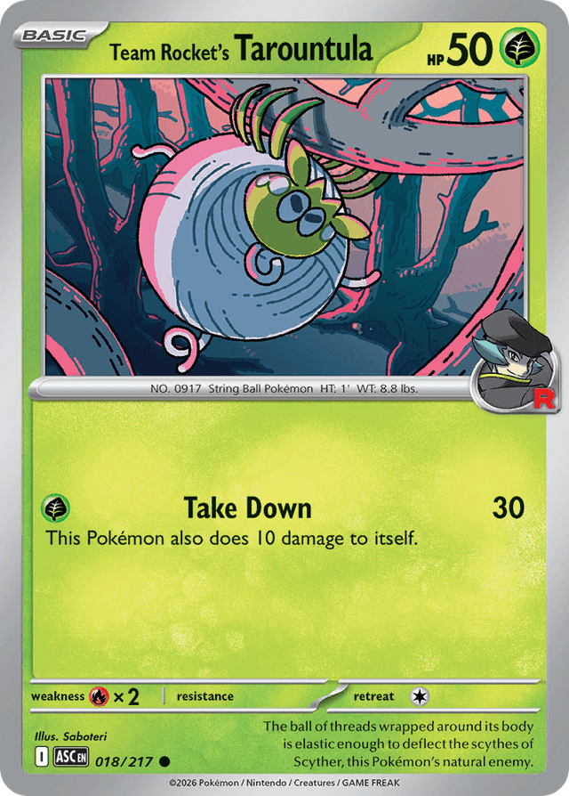 Carta Team Rocket's Tarountula 18/217 do set Ascended Heroes — Pokémon TCG | Bynx